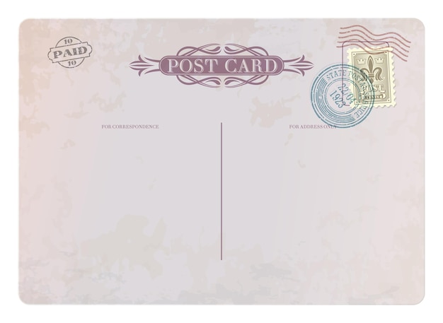 Antieke ansichtkaart retro postzegel vintage mail