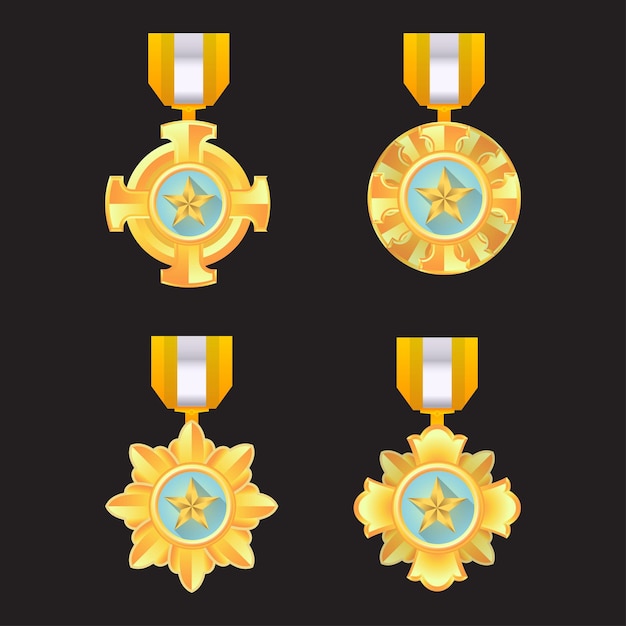 Antieke award medaille vector met verschillende variaties