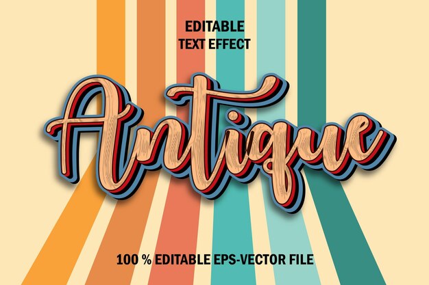 Vector antieke bewerkbare teksteffect 3d vintage stijl