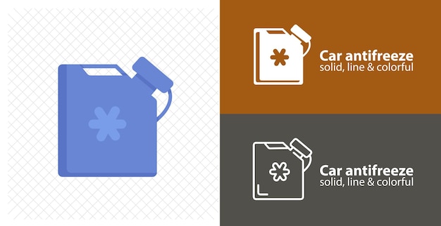 Antifreeze jerrycan isolated flat illustration antifreeze jerrycan line icon