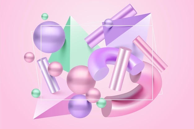 Vector antigravity geometric shapes in 3d effect