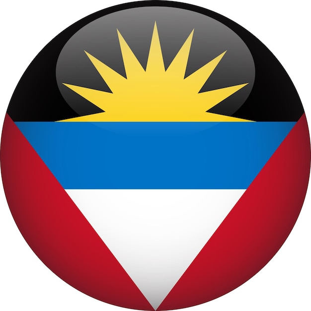 Antigua and Barbuda 3D Rounded Flag Button