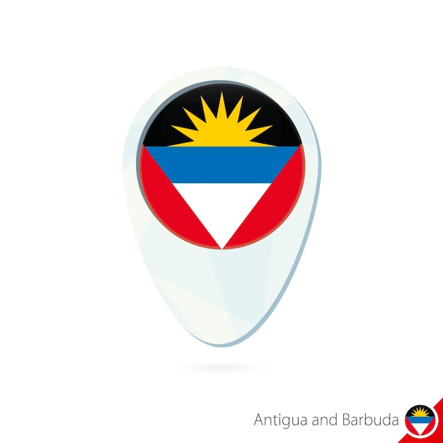 Antigua and Barbuda flag location map pin icon on white background