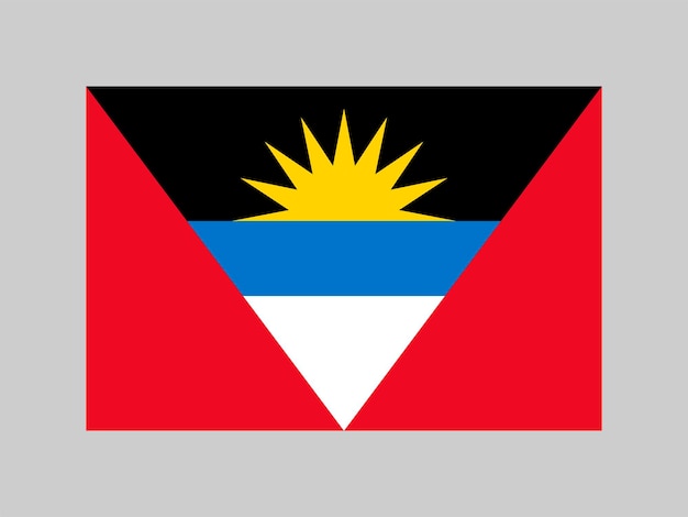 Официальные цвета и пропорции флага Антигуа и Барбуда Векторная иллюстрация