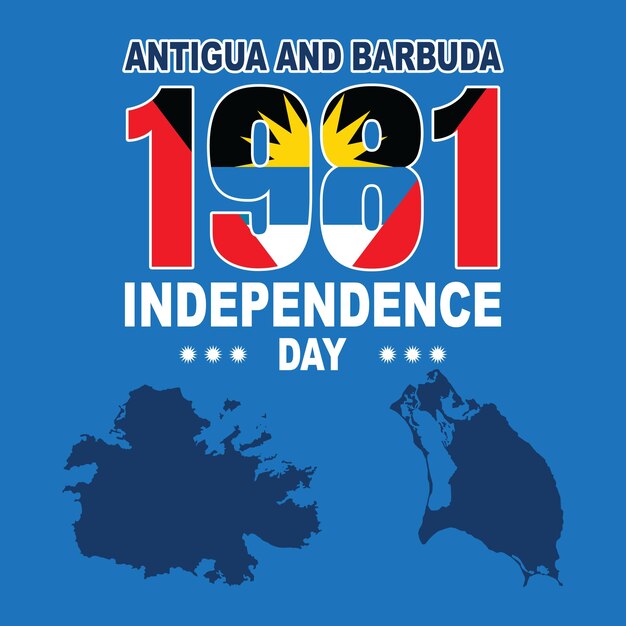 Antigua and Barbuda independence day. 1 November. celebration card.