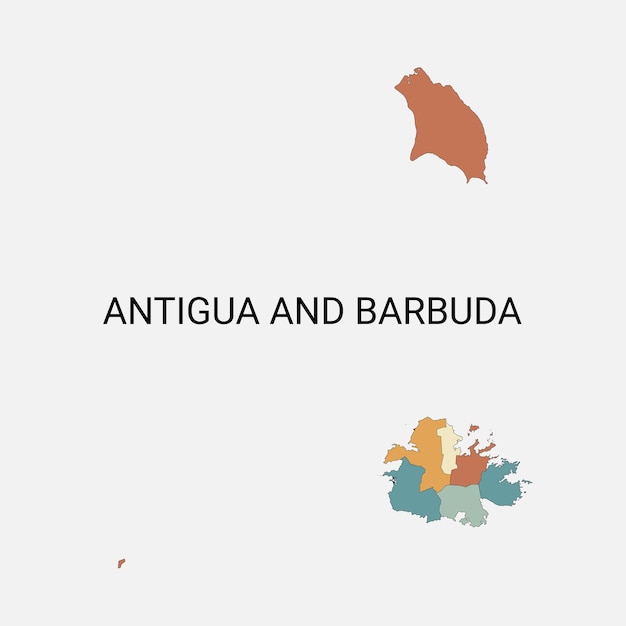 Mappa vettoriale di antigua e barbuda con divisioni amministrative