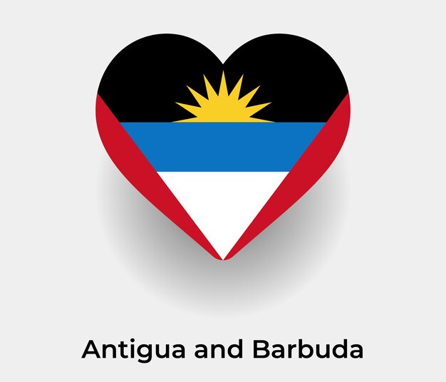 Antigua en barbuda vlag hart vorm pictogram vectorillustratie