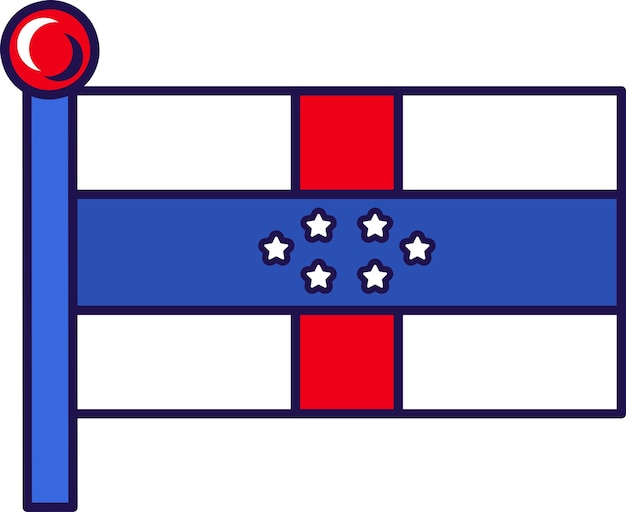 Antillen nederland vlag op vlaggemast vector