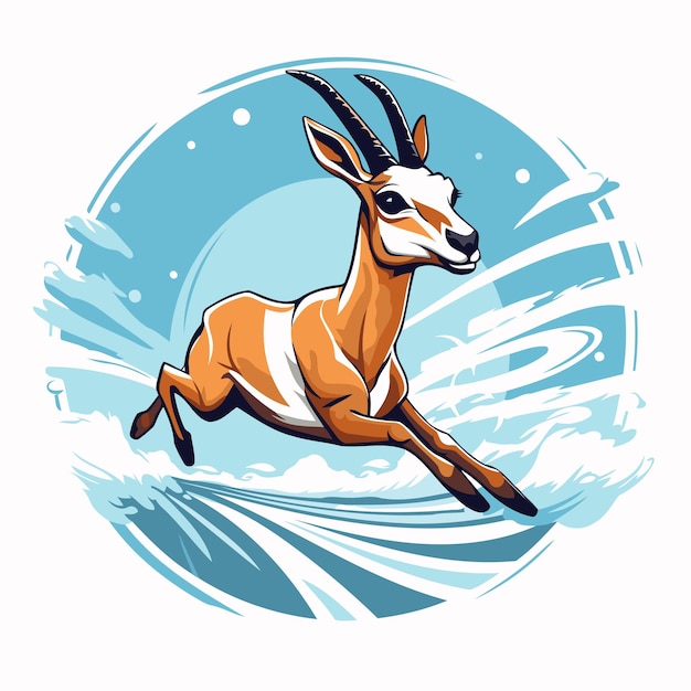 Antilope die op de sneeuw loopt Vector illustratie voor uw ontwerp