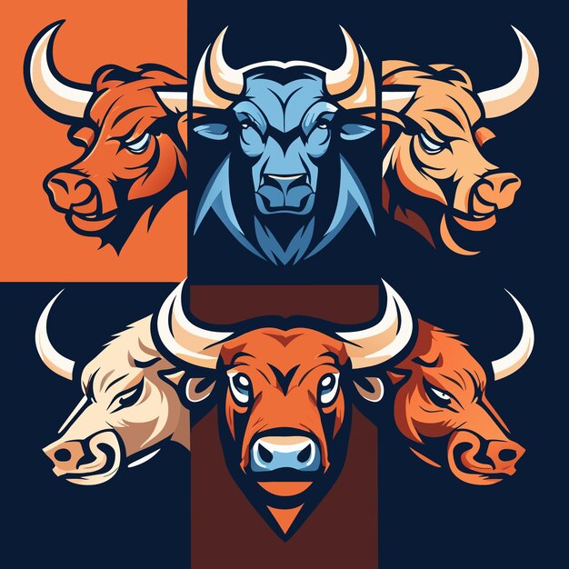 Antique bull head symbols in vector art