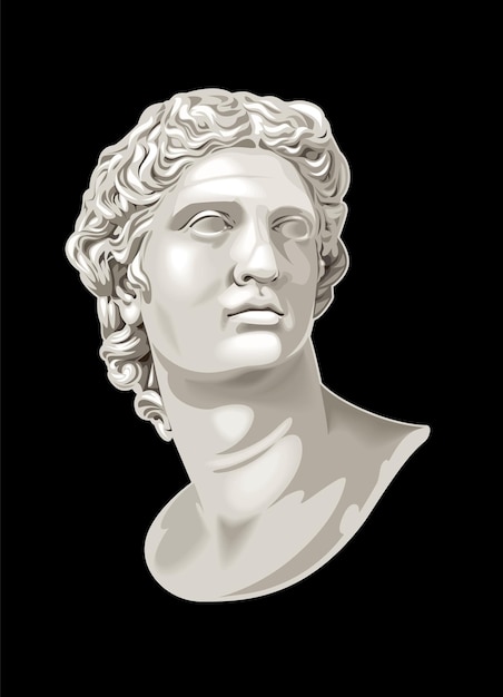 Vector antique bust isolated on black