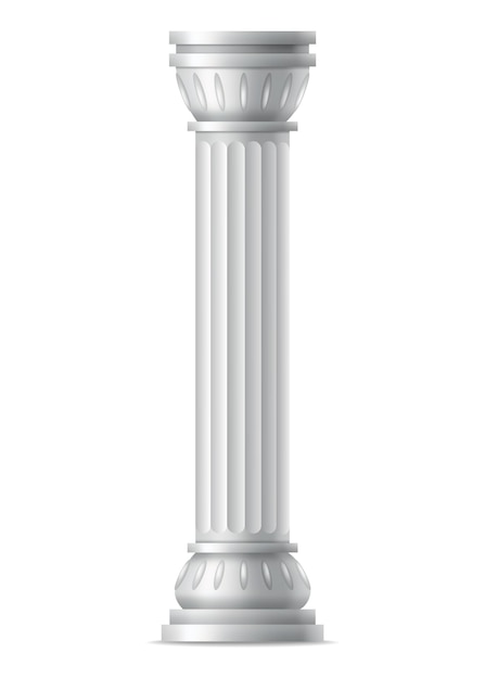 Antique column realistic icon classic stone pillar of roman or greece architecture with twisted and groove ornament for facade design