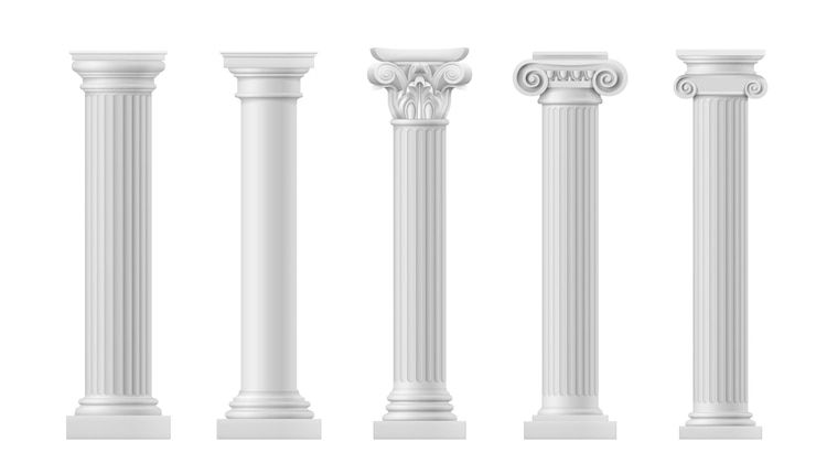 Vector antique columns and pillars roman architecture