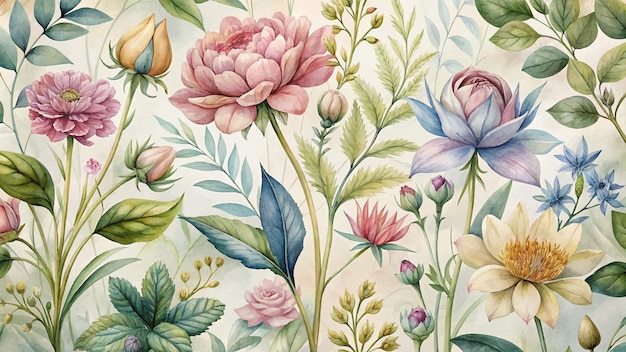 Antique floral watercolor background