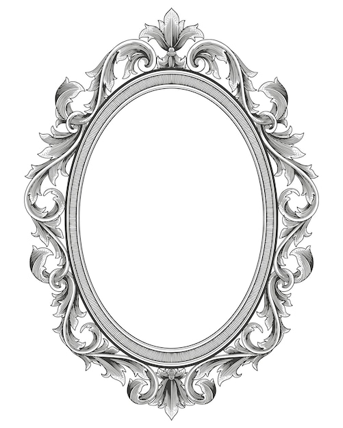 Vector antique frame hand drawing vintage engraving style illustration