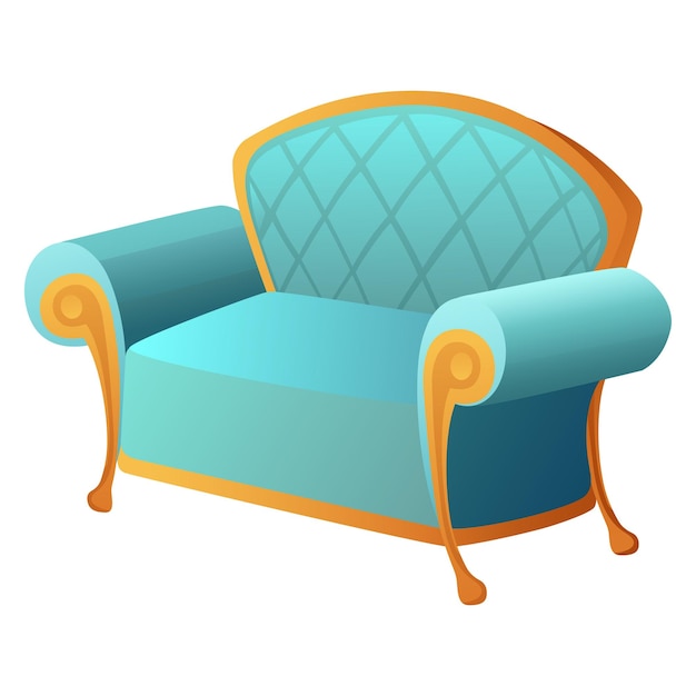 Antique furniture of colorful set This delightful illustration showcase an oldfashioned armchair