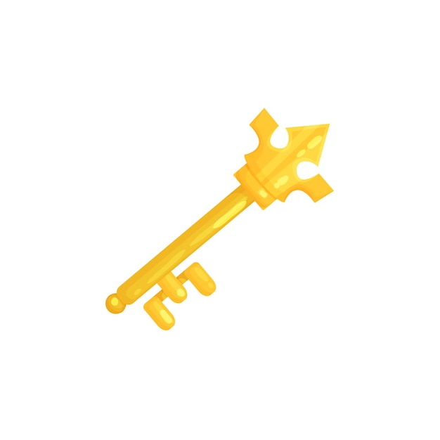 Antique golden old key vector Illustration on a white background