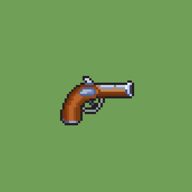 старинный пистолет в стиле пиксель-арт