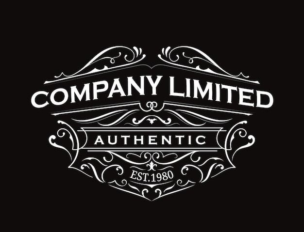 Antique label typography vintage frame logo design