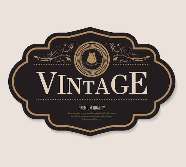 Vector antique label and vintage banner retro style frame border.