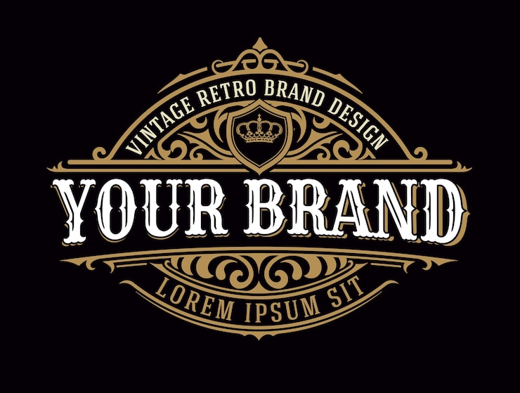 Vector antique label with floral details