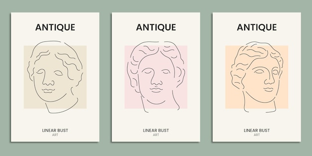 Antique linear bust modern poster design