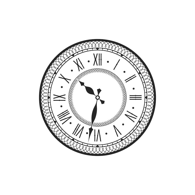 Vector antique mechanical clock dial isolated watch icon