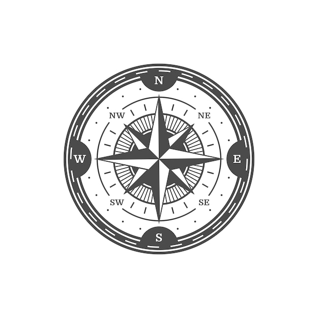 Antique navigation compass marine journey symbol