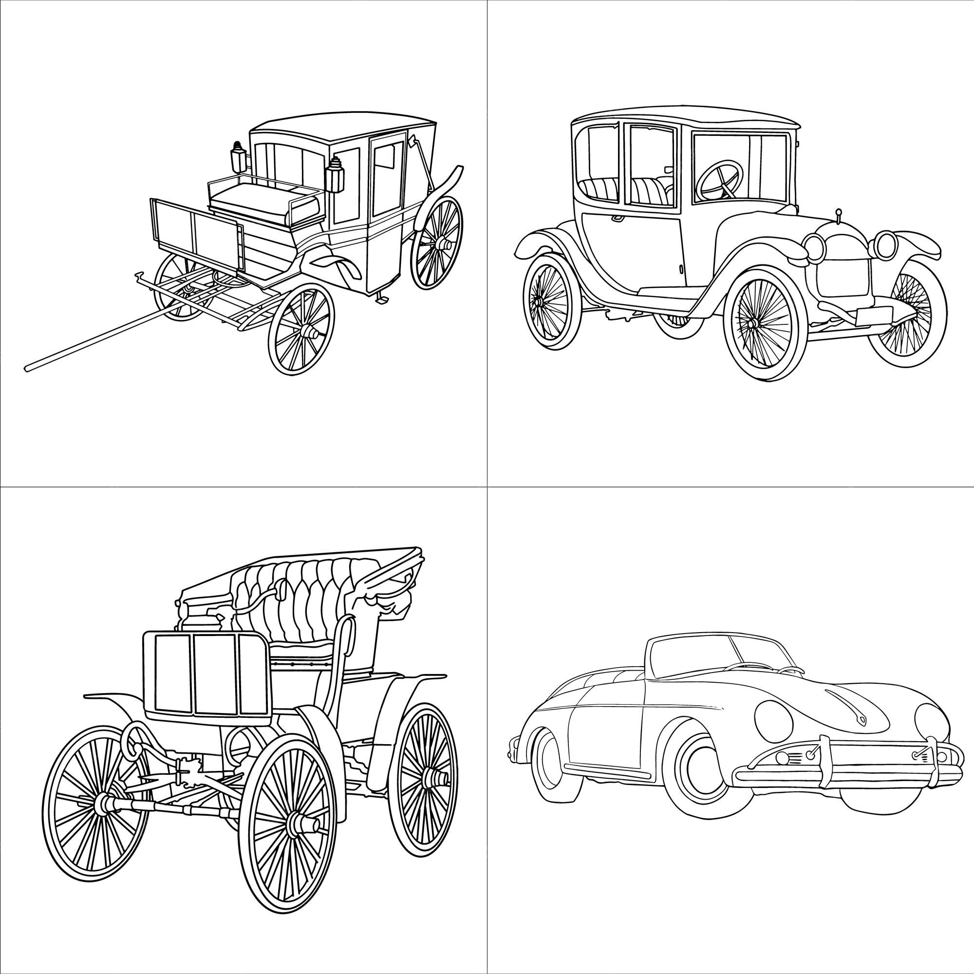 Premium Vector | Antique old car sketch line art illustration Premium Vector | Antique old car sketch line art illustration