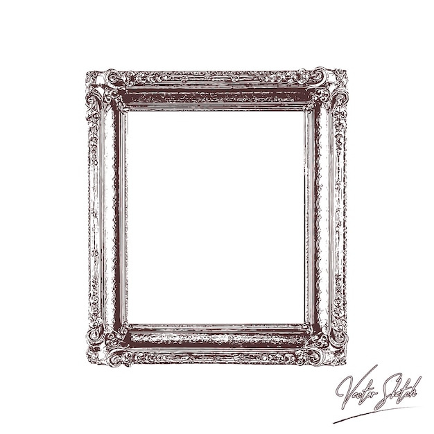 Vector antique picture frame hand drawn sketch vector illustration