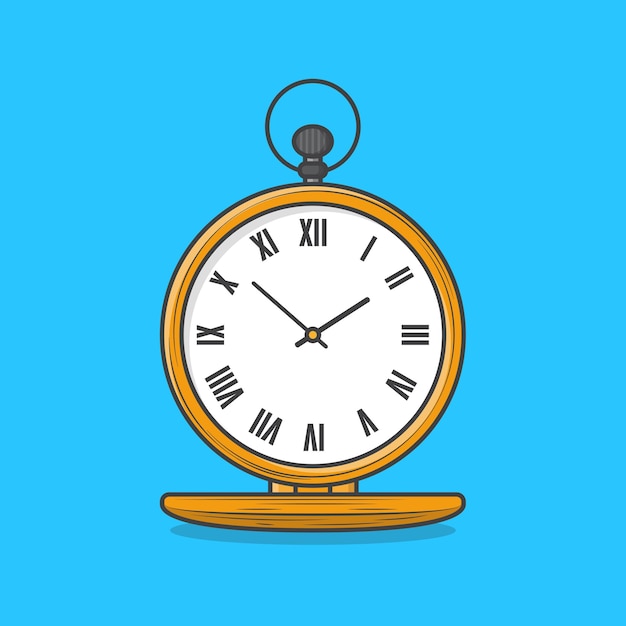 Antique Pocket Watch Icon Illustration