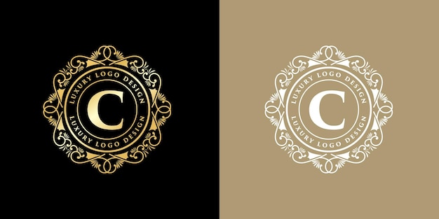 Logo dell'emblema calligrafico vittoriano di lusso retrò antico con cornice ornamentale