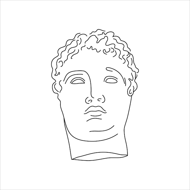 Antique Sculpture in a Minimal Liner Trendy Style. Vector Illustration of the Greek God for Prints on t-Shirts, Posters, Postcards, Tattoos and more