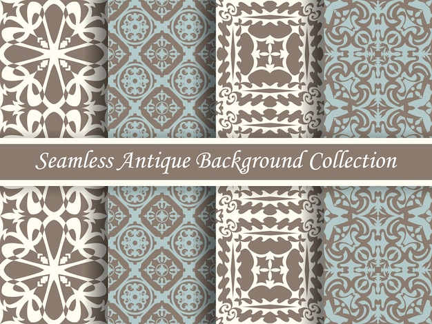 Vector antique seamless brown tone retro background image collection