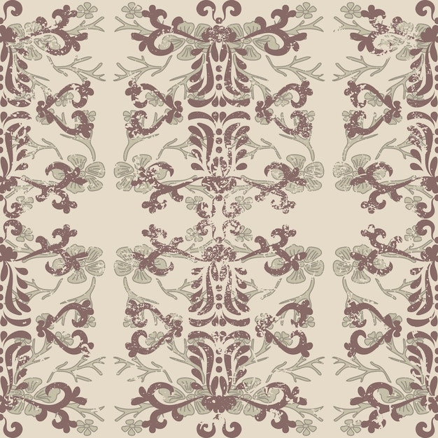 Vector antique shabby baroque pattern vintage seamless pattern in victorian style shabby old background