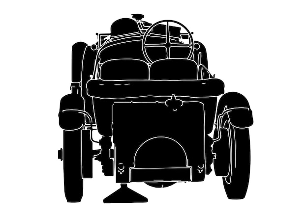 Vector antique sport car silhouette on white background vector