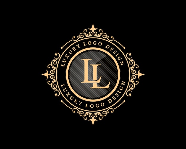 Vettore logo calligrafico vittoriano araldico di lusso retrò vintage antico con cornice ornamentale