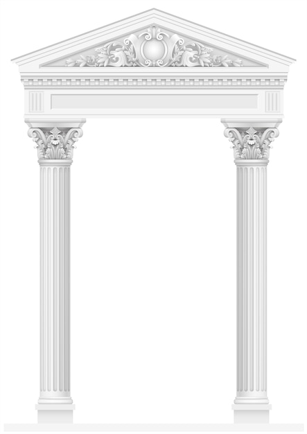 Antique white colonnade with old columns