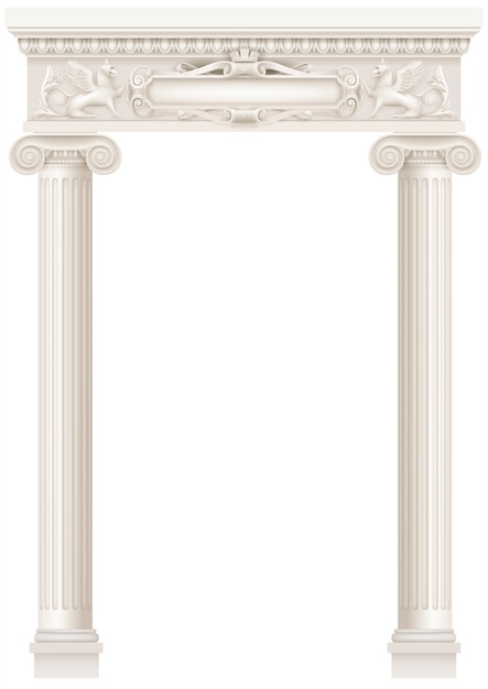 Antique white colonnade with old  columns