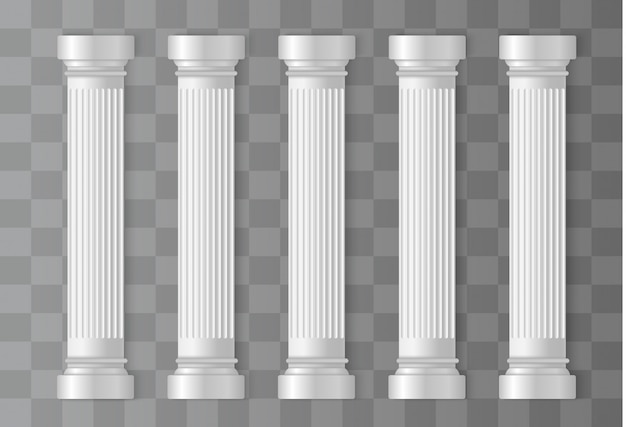 Vector antique white columns. roman, greek column, architecture