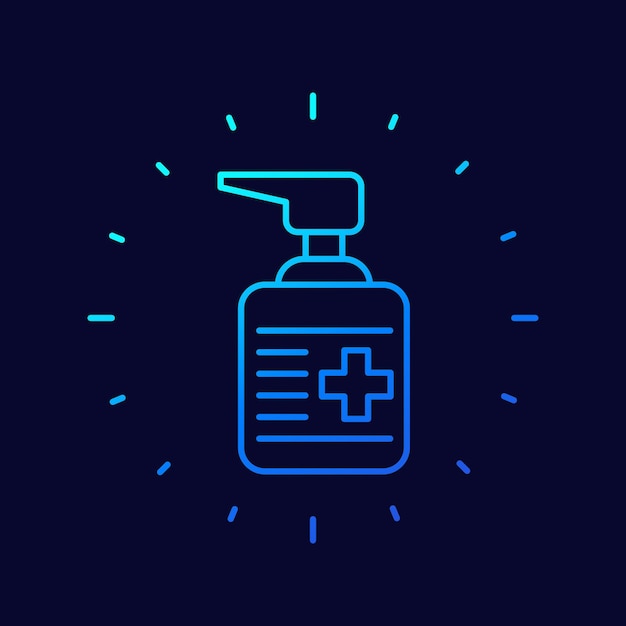 Antiseptic alcohol gel line vector icon