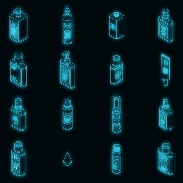 Antiseptic icons set vector neon