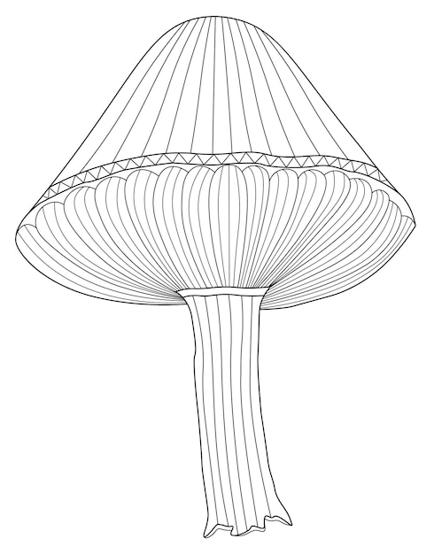 Antistress Fantasy mushrooms coloring book page in stylish vector illustration