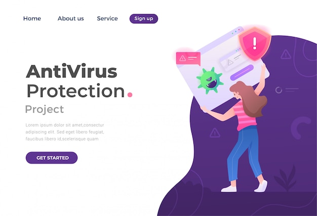 Vector antivirus protection landing page