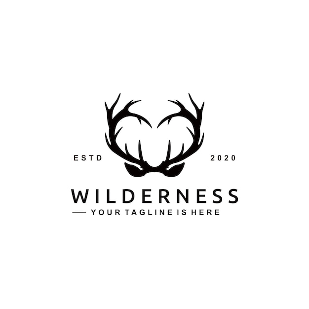 antler deer horn elk reindeer with love heart symbol wilderness nature outdoor logo design vector