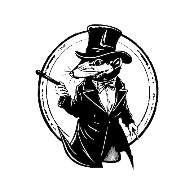 Antropomorfe spitsmuis vintage logo lijntekeningen concept zwart-witte kleur hand getekende illustratie