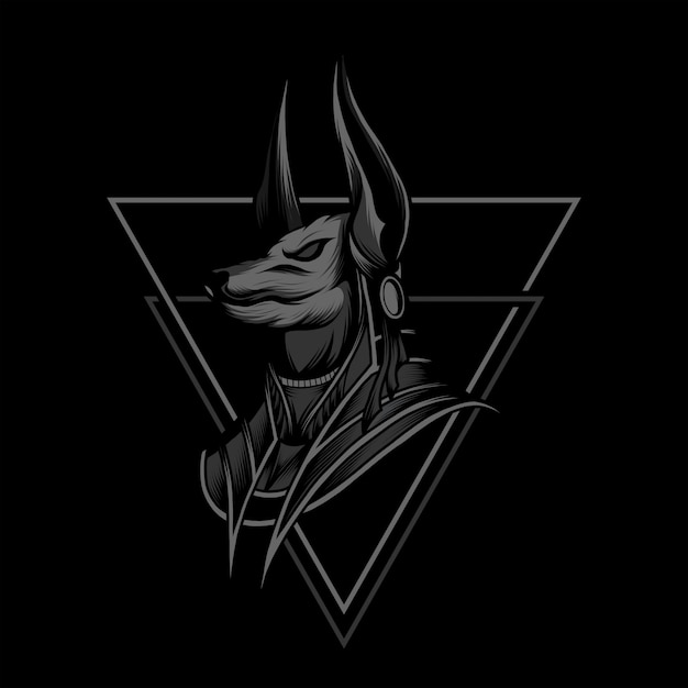 Anubis black and white   illustration