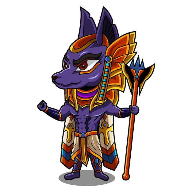 Vector anubis chibi mascotte logo ontwerp