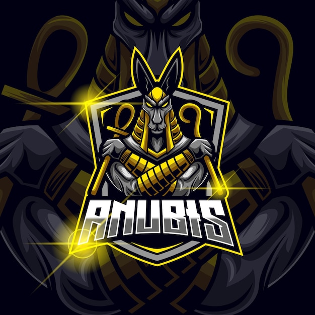 Anubis god esport logo ontwerpsjabloon vectorillustratie