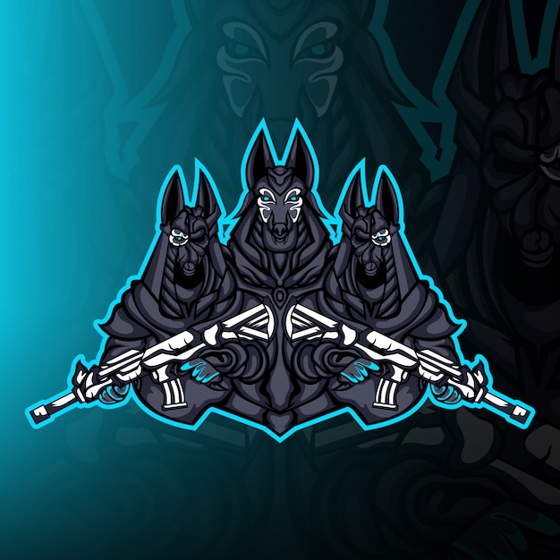 Vettore anubis guardia esercito mascotte logo vettoriale